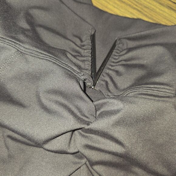 BOMBSHELL "VICTORY" SPORTSWEAR Sz S Metal V Scrunch Butt Workout Leggings Gray - Picture 2 of 9